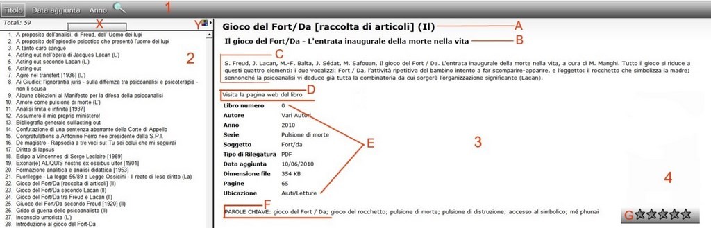 Pannello del catalogo generale interattivo